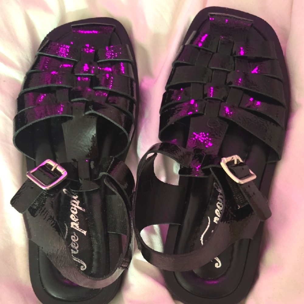 Free People Black Jelly Sandals